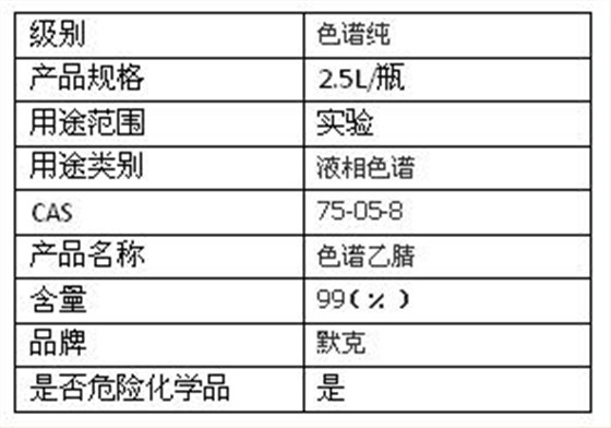 德國(guó)默克乙腈hplc 色譜純